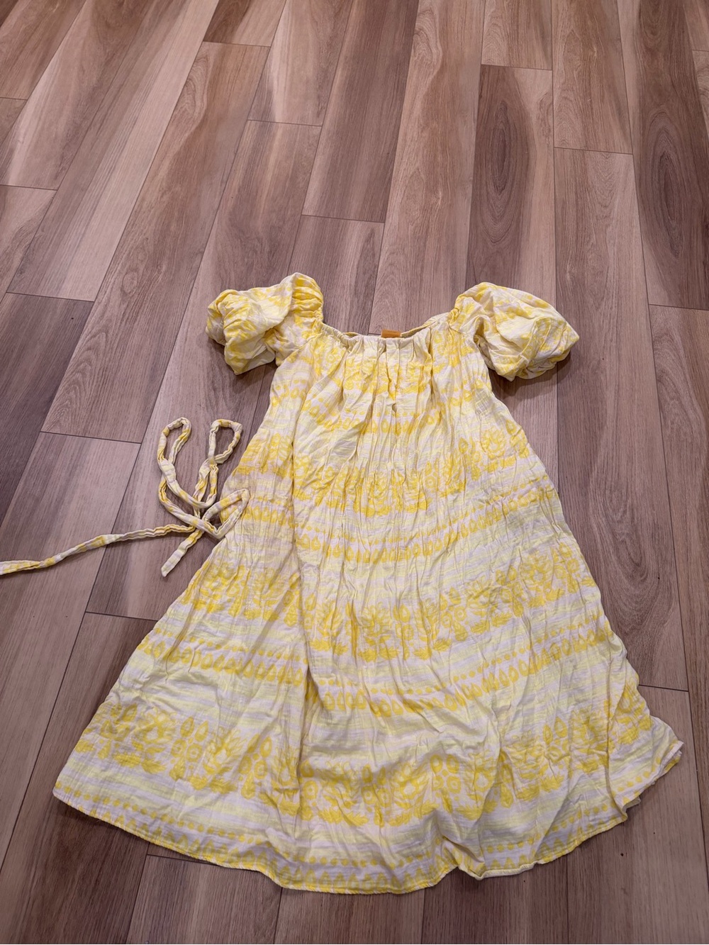 Future Collective Yellow Floral Puff-Sleeve Dress